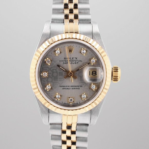 Rolex Ladies Datejust 26mm Gray Jubilee Diamond Dial Fluted Jubilee Band 69173 main image 4